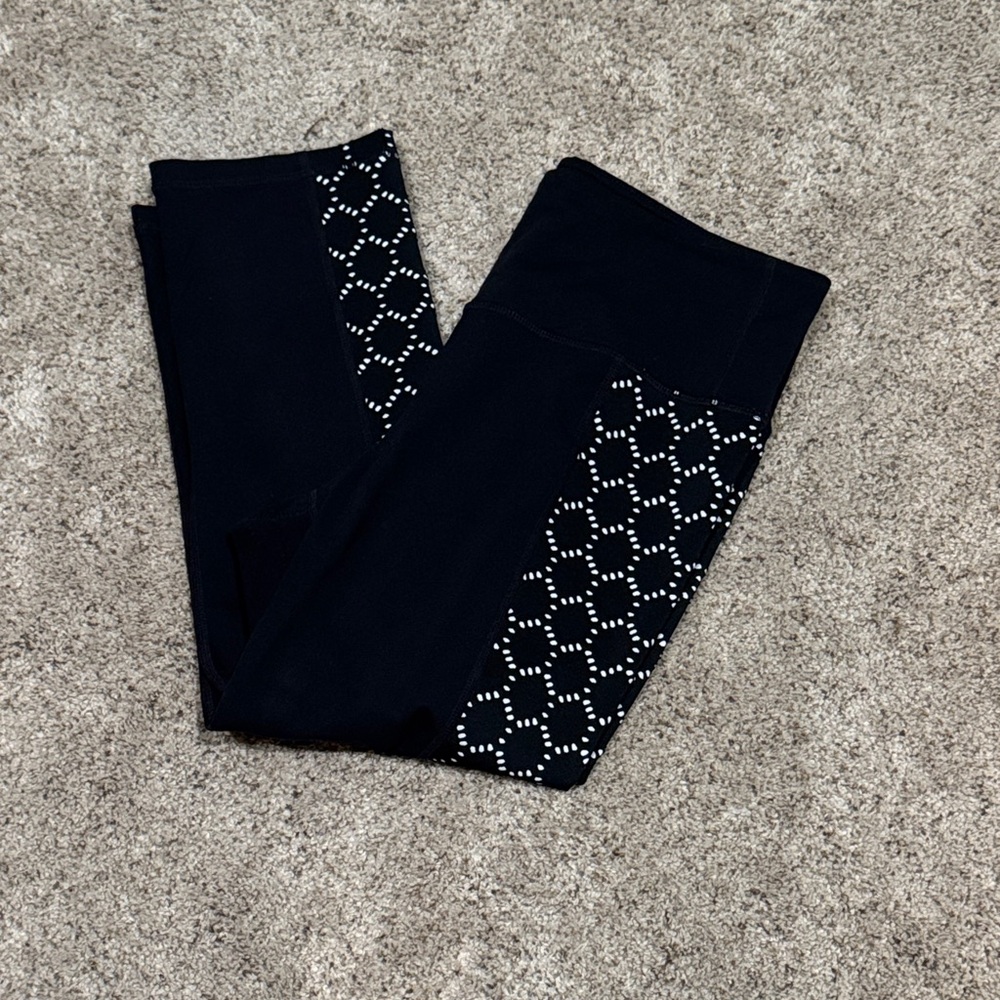 Athleta Black Leggings with White Accents. Size medium